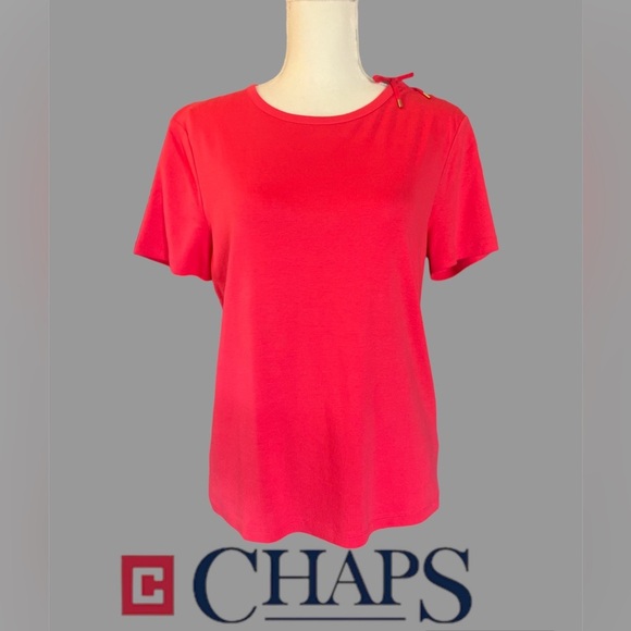 Chaps Tops - CHAPS- Top/ Pull Over / Short Sleeve T-Shirt , Salmon Pink, NEW
